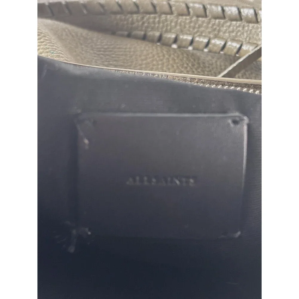 ALLSAINTS Kita Gray Pebbled Leather Slouchy Convertible Backpack